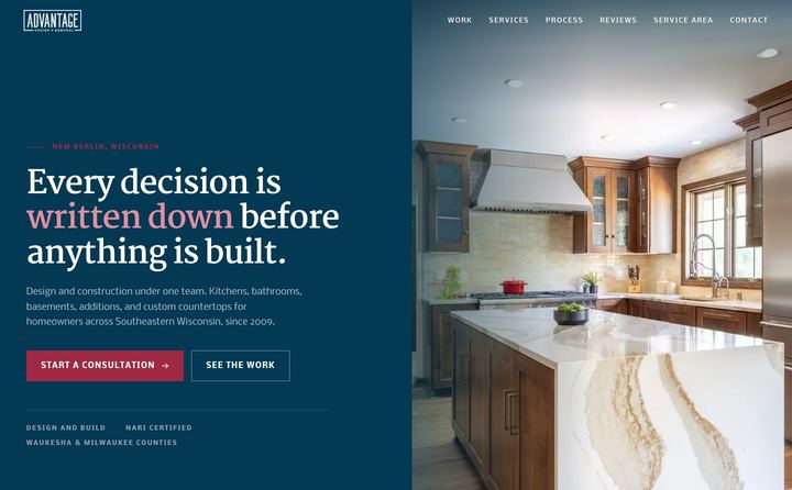 Advantage Design + Remodel homepage concept