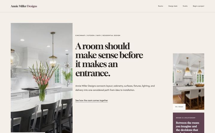 Annie Miller Designs homepage concept