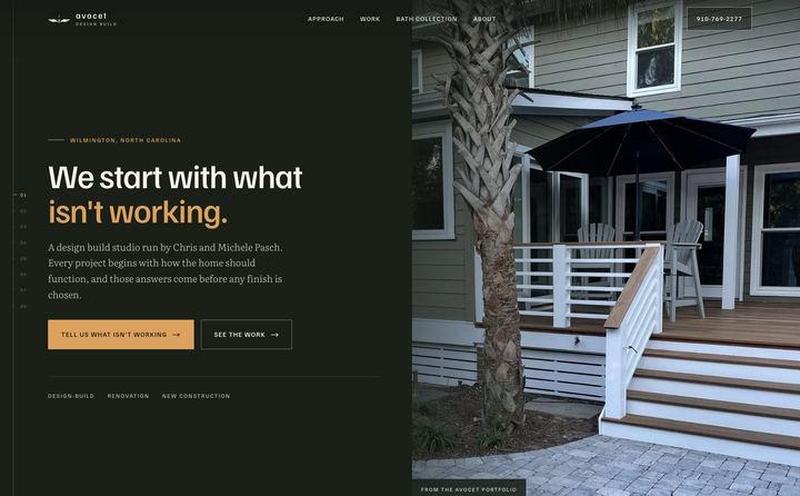 Avocet Design Build homepage concept