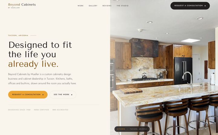 Beyond Cabinets by Mueller homepage concept
