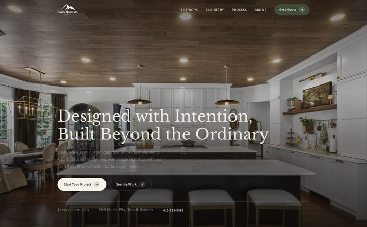 Black Mountain Cabinetry homepage concept