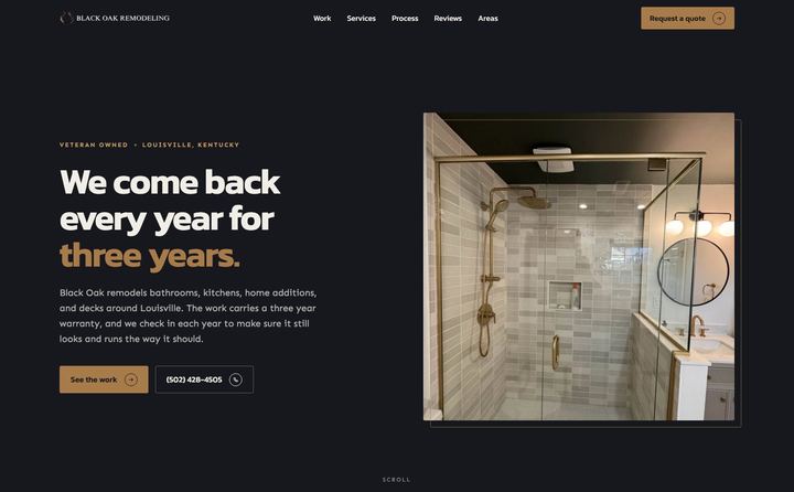 Black Oak Remodeling & Construction homepage concept