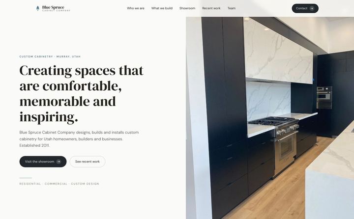 Blue Spruce Cabinet Company homepage concept