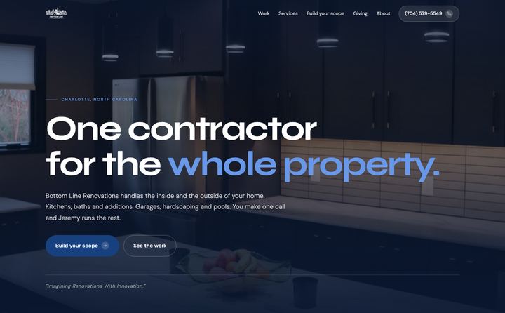 Bottom Line Renovations homepage concept