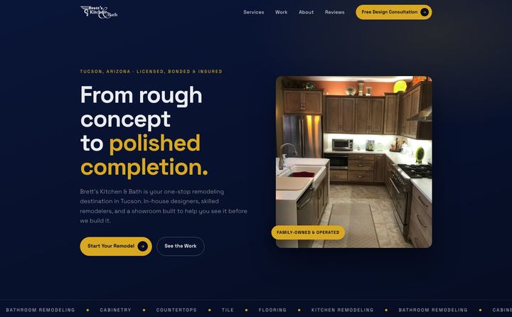 Brett's Kitchen & Bath homepage concept