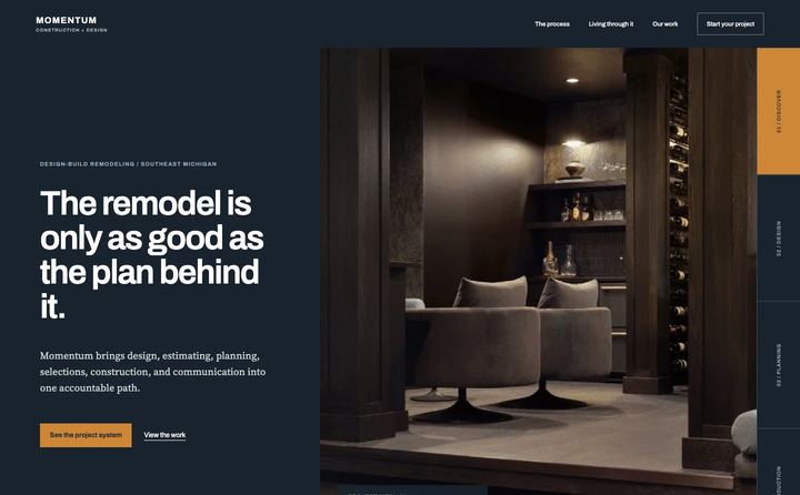 Momentum Construction + Design homepage concept
