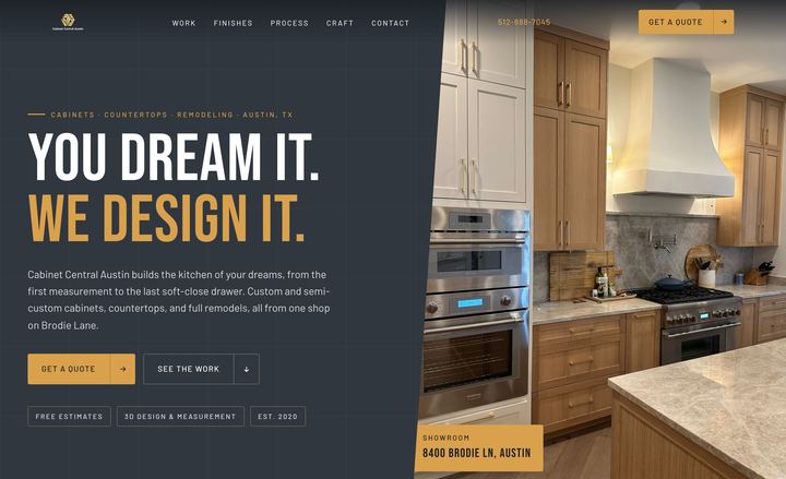 Cabinet Central Austin homepage concept