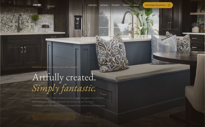 Cabinet Fantastic homepage concept