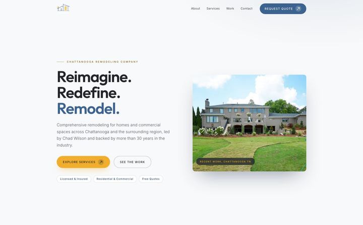 Chattanooga Remodeling Company homepage concept