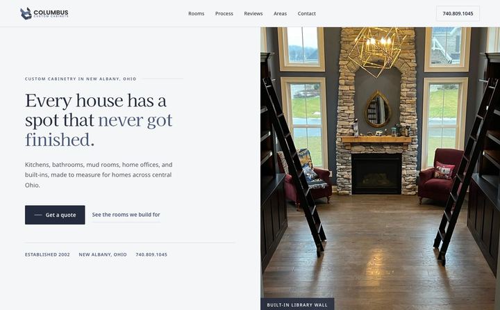 Columbus Custom Cabinets homepage concept