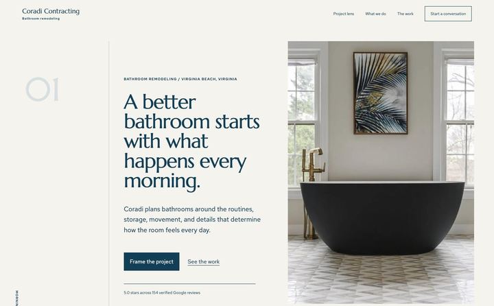 Coradi Contracting homepage concept