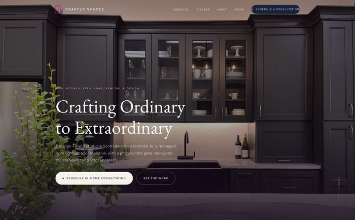 Crafted Spaces Design + Remodel homepage concept