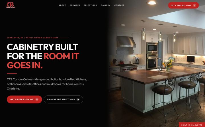 CTS Custom Cabinets homepage concept