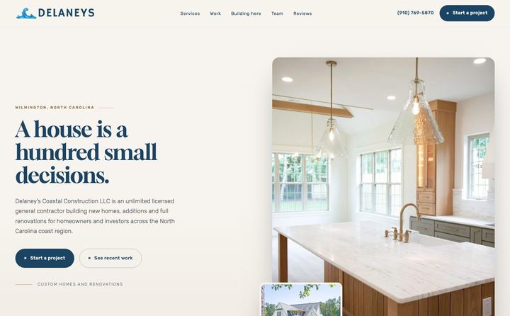 Delaney's Coastal Construction LLC homepage concept