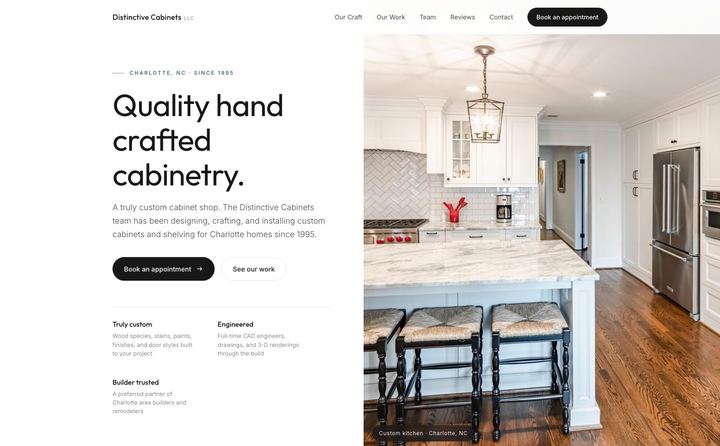 Distinctive Cabinets homepage concept