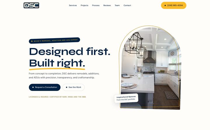 Designed Structures and Construction homepage concept