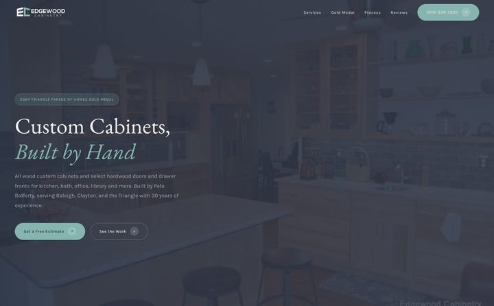 Edgewood Cabinetry homepage concept