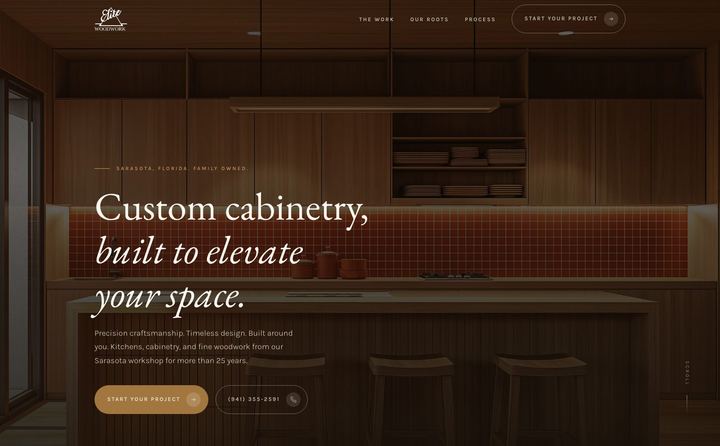 Elite Woodwork homepage concept