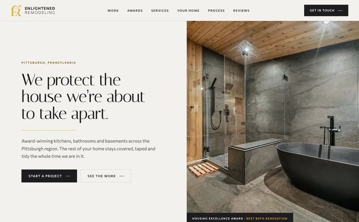 Enlightened Remodeling homepage concept