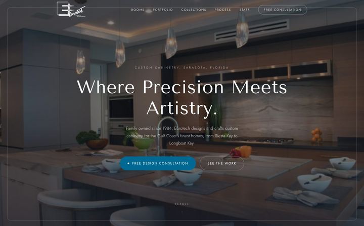 Eurotech Cabinetry Inc homepage concept