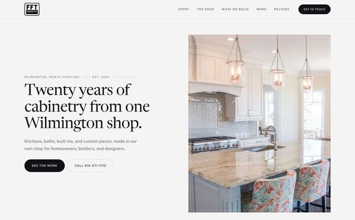 FFT Cabinetry homepage concept