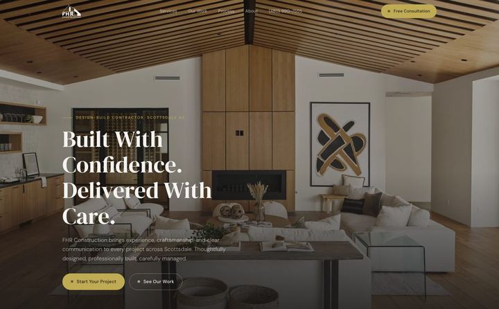 FHR Construction homepage concept