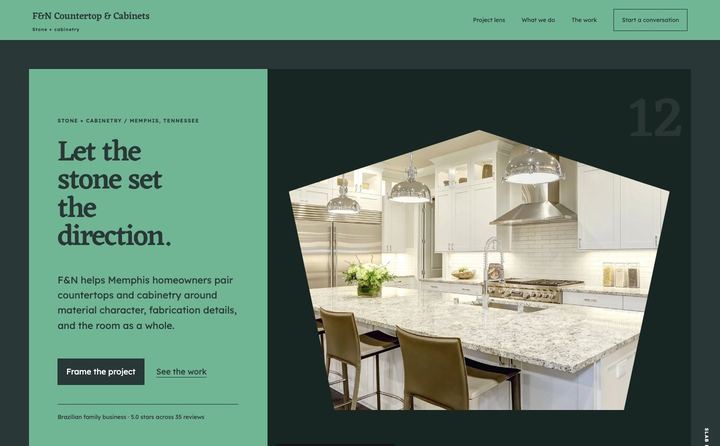 F&N Countertop & Cabinets homepage concept