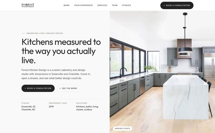 Forest Kitchen Design homepage concept