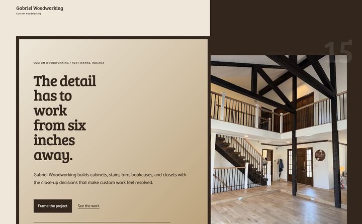 Gabriel Woodworking LLC homepage concept