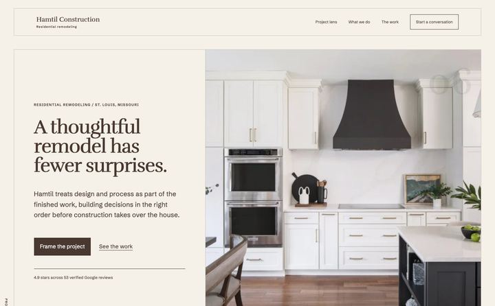Hamtil Construction LLC homepage concept