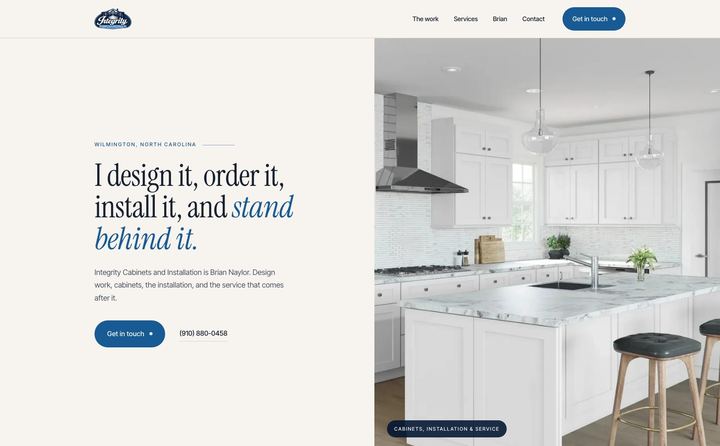 Integrity Cabinets and Installation homepage concept