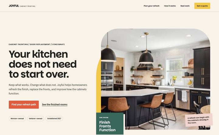 Joyful Cabinet Painting homepage concept
