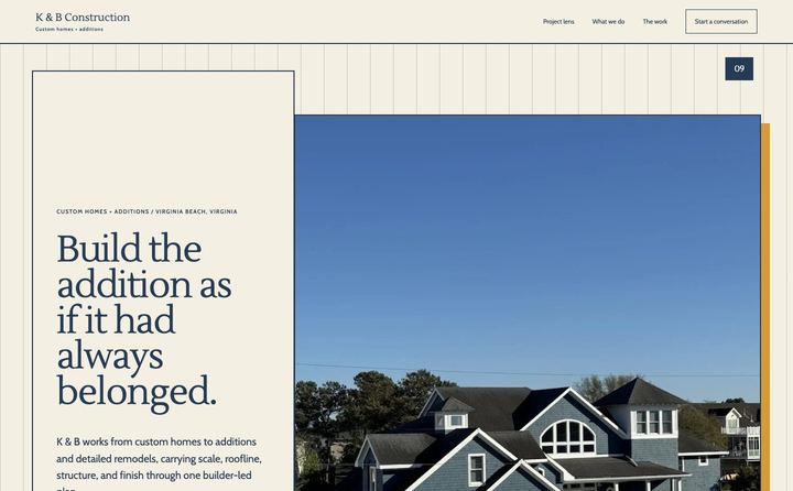 K & B Construction homepage concept