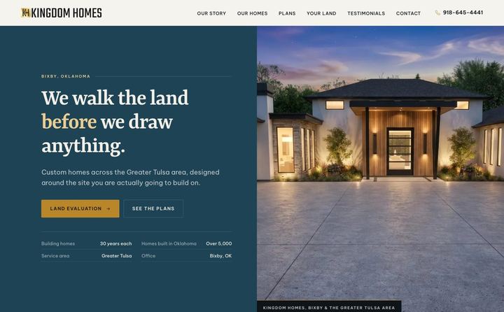 Kingdom Homes homepage concept