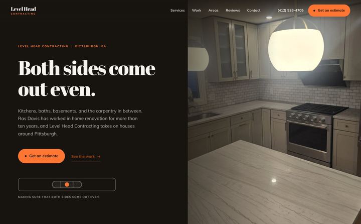 Level Head Contracting homepage concept