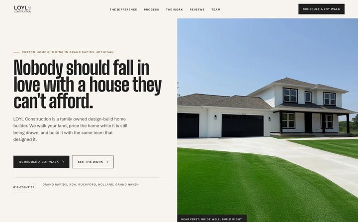 LOYL Construction homepage concept