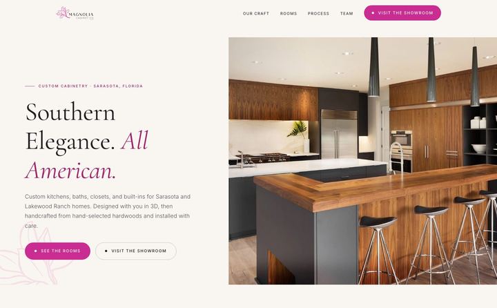 Magnolia Cabinet Company homepage concept
