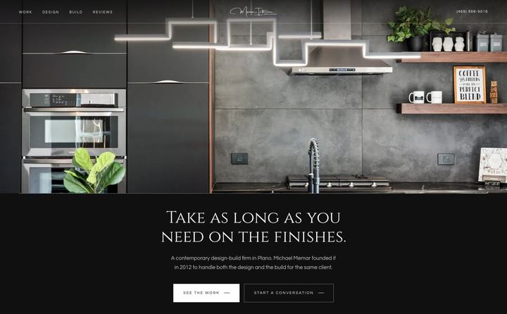 Memar Interiors homepage concept