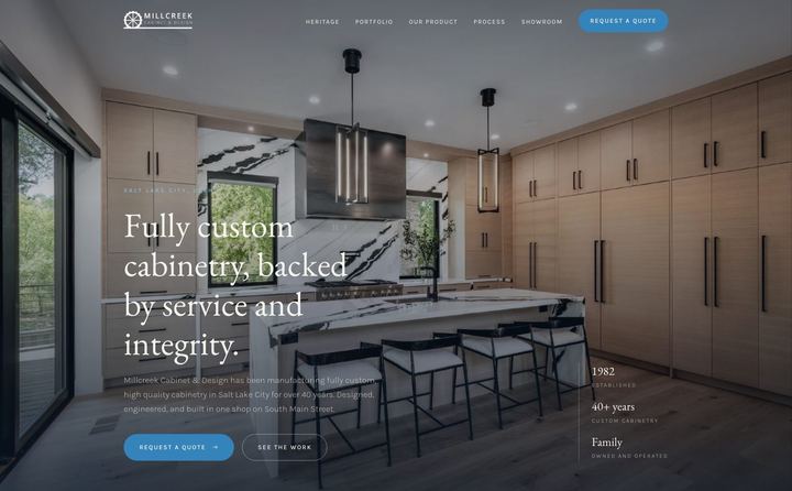 Millcreek Cabinet & Design homepage concept