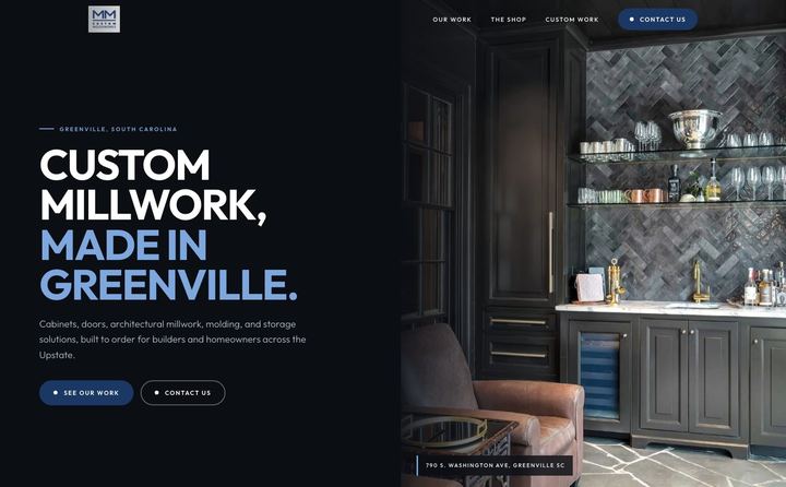 MM Custom Woodworks homepage concept