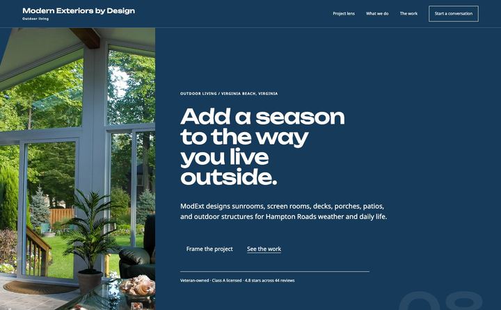 Modern Exteriors by Design homepage concept
