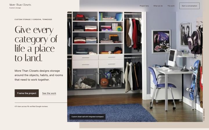 More Than Closets homepage concept