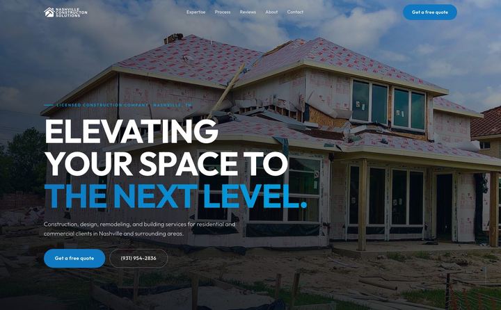 Nashville Construction Solutions homepage concept