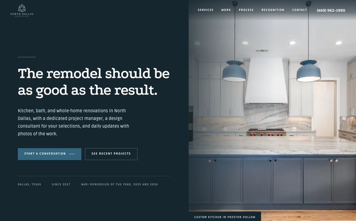 North Dallas Renovations homepage concept