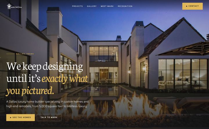 Platinum Series Homes by Mark Molthan homepage concept