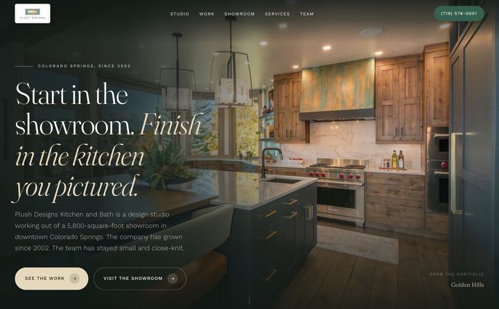 Plush Designs Kitchen and Bath homepage concept