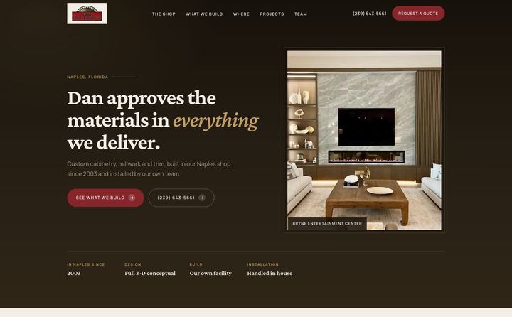 Pohl Custom Cabinets homepage concept