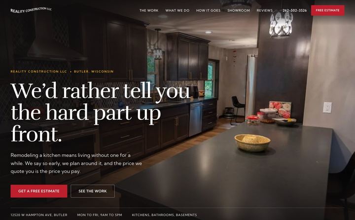 Reality Construction LLC homepage concept