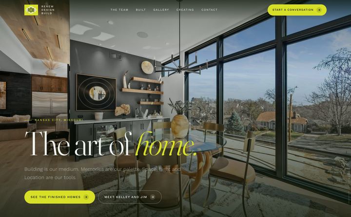 Renew Design Build homepage concept