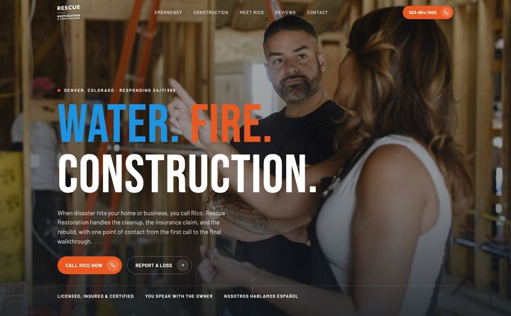 Rescue Restoration homepage concept